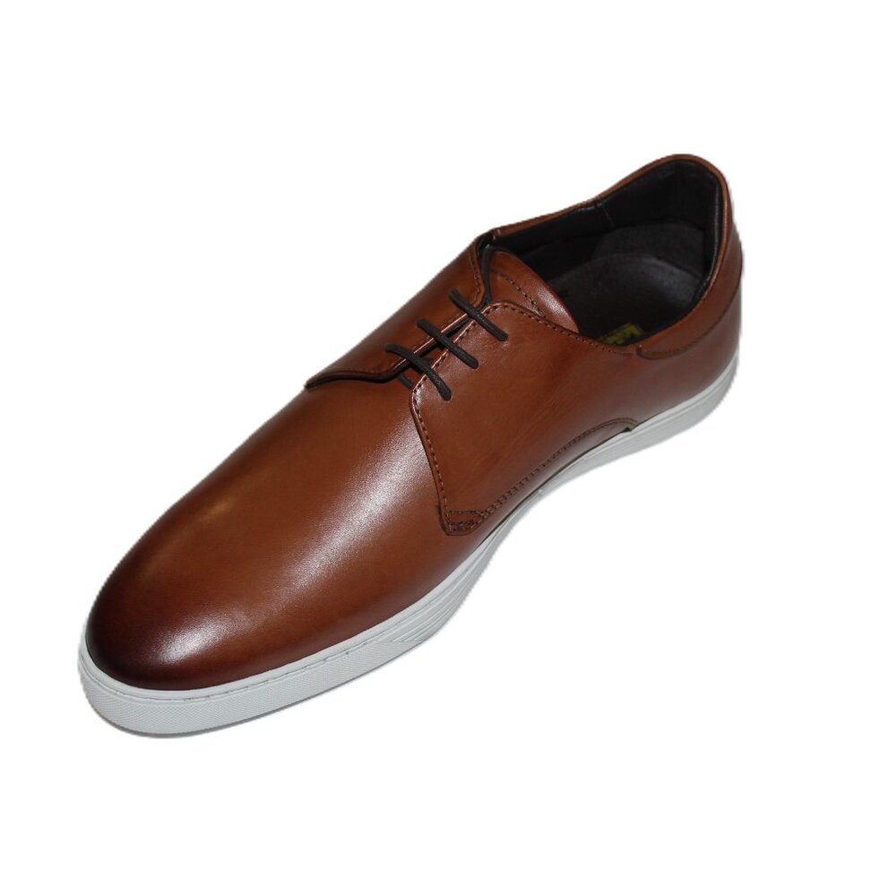 BRUNO MAGLI GIO COGNAC PLAIN TOE LEATHER DERBY SHOES